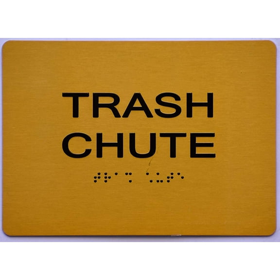 Trash Chute Sign - Gold(Aluminium, Gold/Black,Size 5x7) The Sensation line