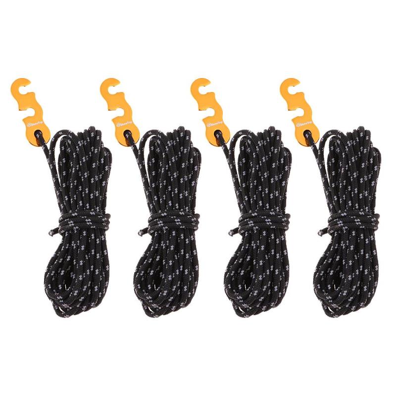 4 Pcs Reflective Camping Tent Guide Rope Guy Line Cord And Adjusters