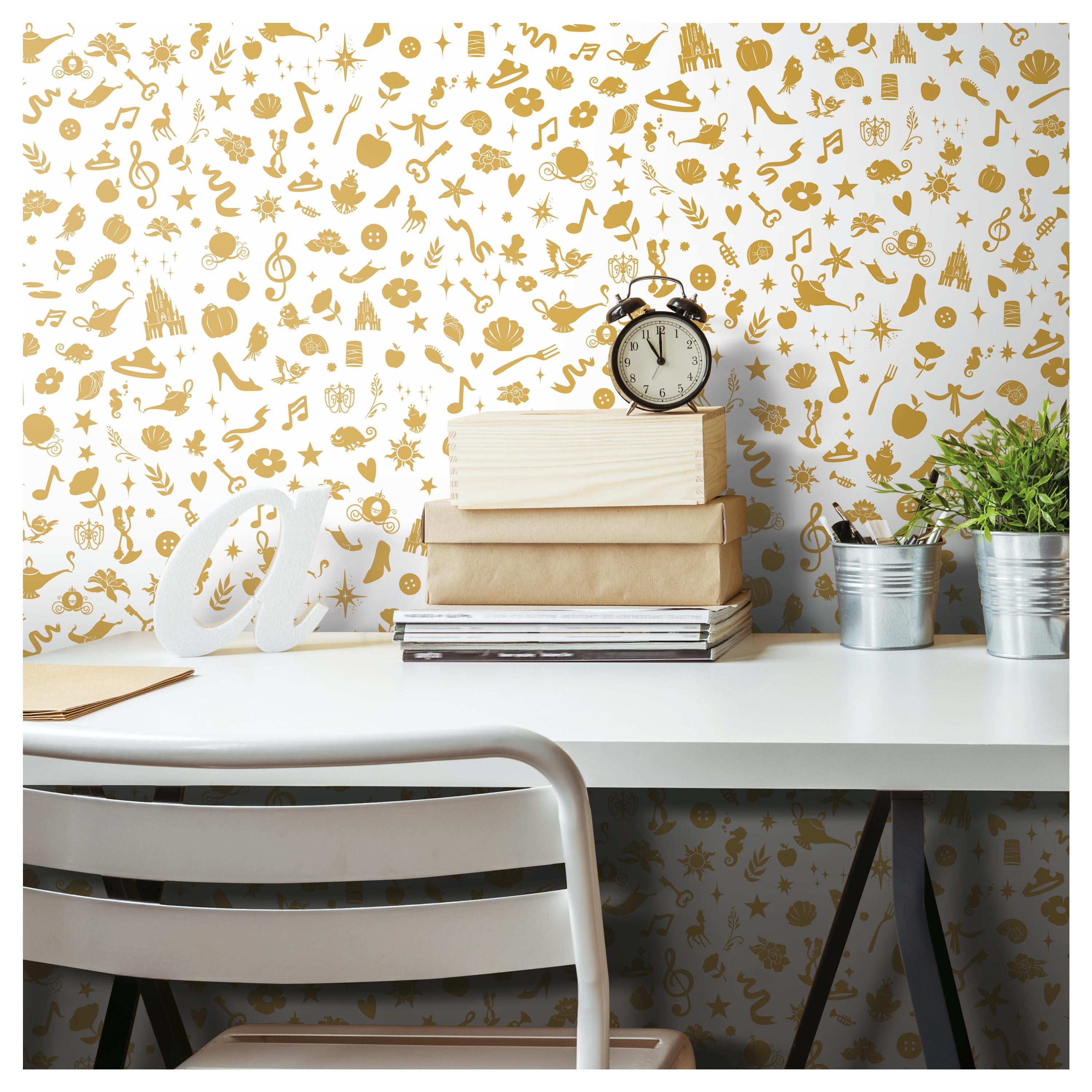 RoomMates Gold Disney Princess Icons with Glitter Animation Peel and