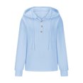 thumbnail image 6 of Light-weight Hoodies Womens Fall Casual Comfy Polyester Solid Hooded Sweatshirt 1/4 Button Pullover Top (S, Light Blue), 6 of 6