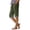 05#Green, variant on Womens Capris Summer Knee Length Cotton Linen Shorts Casual Elastic Waist Wide Leg Loose Cropped Trousers