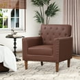 thumbnail image 4 of Gymax 2PCS Mid Century Modern Accent Chair w/Button Tufted Decoration Rivets Home Brown, 4 of 10