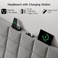 thumbnail image 4 of Ergonomic Upholstered Headboard Queen Size w/Charging Station, Linen Wingback Headboards w/Storage Pocket, Queen Headboard Only, Bed Frame Adapters, Sturdy Stable Solid Wood Bed Head Board, Beige, 4 of 8