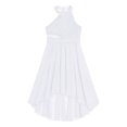 thumbnail image 2 of Aislor Girls High Low Dress Halter Sleeveless Wedding Pageant Party Ruched Chiffon Formal Flower Dress White 8, 2 of 7