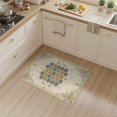 thumbnail image 2 of ODIKA 3'x5' Washable Area Rug Honeycomb Farmhouse Distressed Scroll Border Motif Boho Vintage Flowing Dynamic for Hallway, Laundry Room, Non-Slip, Flatweave, Easy Care, 2 of 7