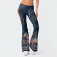 thumbnail image 2 of Susanny Women's Boho High Waist Flare Pants Stretch Bell Bottom Yoga Pants Hippie Flared Leggings Floral 70s Palazzo Pants Trousers Plus Size Dark Blue XL, 2 of 5