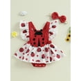 thumbnail image 4 of Baby Toddler Girls Rompers Dress 3 6 9 12 18 Months Bee/Ladybug Print Skirt Hem Fly Sleeve Jumpsuits Bodysuits with Headband, 4 of 9