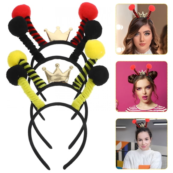 TUWAFE 2026 New Bee Headband Multi Fabric Antenna Design for Cosplay and Parties Bee Antenna Headband 4Pcs for Costume Events, Halloween, Themed Parties, Fun Gatherings.