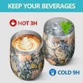 thumbnail image 4 of 12oz Stemless Wine Tumblers Pioneer Flower Vacuum Insulated Stainless Steel Travel Tumbler Cups Mug with Lid and Straw for Champaign,Cocktail,Beer with Cleaning Brush, 4 of 5