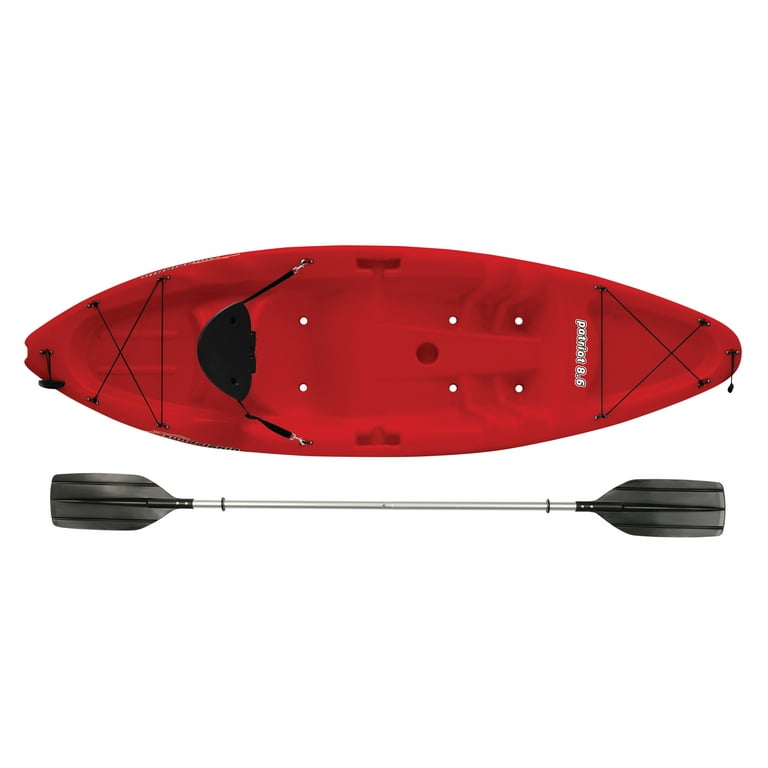 Sun Dolphin Patriot 8.6 Sit-on Recreational Kayak Red, Paddle Included 