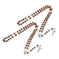thumbnail image 3 of Religious Occasions Rosary Necklace Featuring Amulet Pendant For Men And Women Light Brown Material 2Pcs, 3 of 3