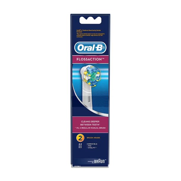 OralB FlossAction Electric Toothbrush Replacement Brush Heads, 2 ct