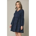 thumbnail image 4 of Made by Johnny Women's Casual Long Sleeve V-Neck Loose Flowy Swing Shift Dress M NAVY_POLKA, 4 of 4