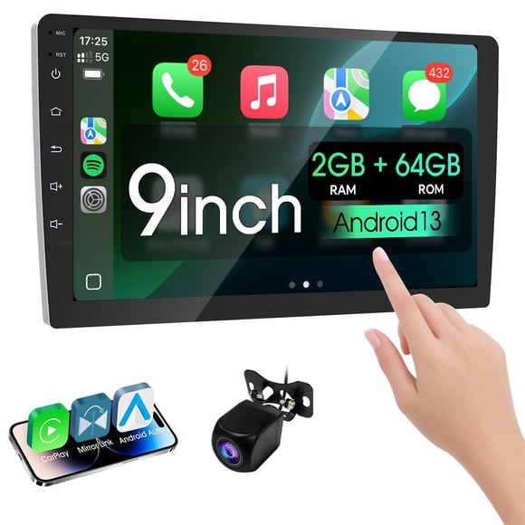 Haudio 9 inch Wireless Double Din Car Stereo,with Apple CarPlay and Android Auto Radio Screen,with Mirror Link, Bluetooth 5.0,1080P Backup Camera, AU
