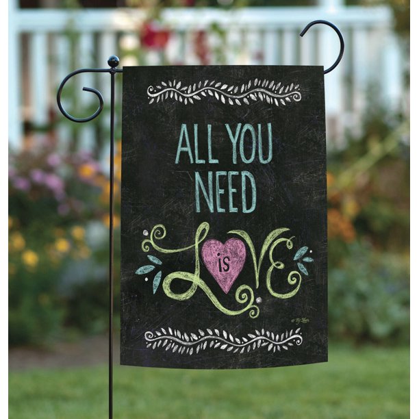 All You Need Is Love Chalkboard 12x18 Cute Double Sided Garden Flag