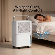 HUMSURE 30 Pints Dehumidifier for Basement with Drain Hose, Covers up to 2500 Sq. ft Dehumidifiers for Home, Auto Defrost, 24-Hour Timer, White