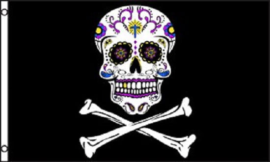 Pirate Sugar Skull Flag Calaveras de Azúcar Day of the Dead Banner New 3x5 Foot 