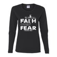 thumbnail image 2 of Wild Bobby, Faith Over Fear Psalm 118:6 White, Inspirational/Christian, Women Graphic Long Sleeve Tee, Black, Small, 2 of 3