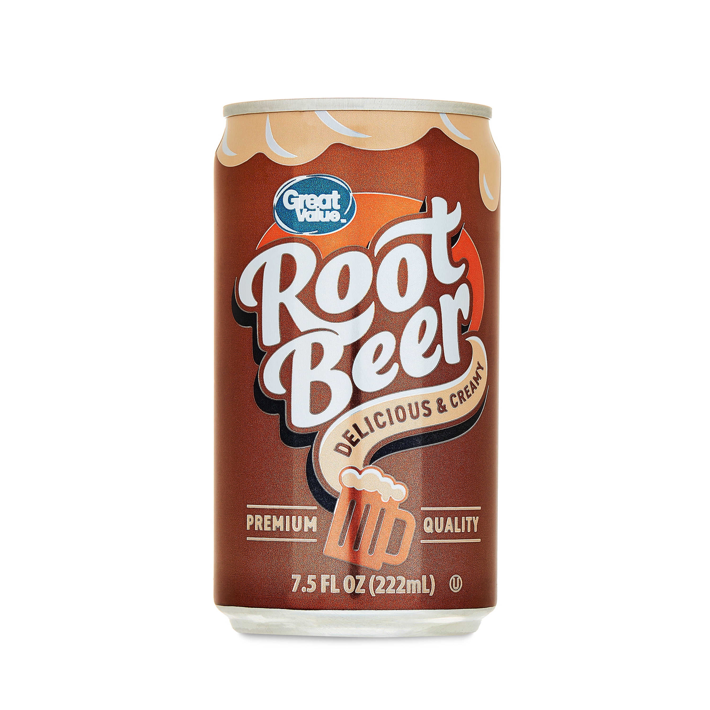 (4 pack) Great Value Root Beer Soda Pop, 7.5 fl oz, 6 Pack Cans