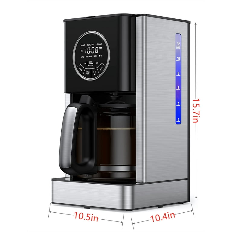 thruudeng Drip Coffee Maker Small Coffee Maker; Mini Coffee Pots; 12 Cup Coffee Maker with Auto Shut Off; Automatic Coffee Machine Drip with Timer