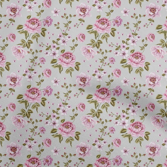 oneOone Polyester Spandex Gray Fabric Watercolor Floral Diy Clothing Quilting Fabric Print Fabric By Yard 56 Inch Wide-aA