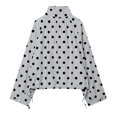 thumbnail image 2 of QIYAGBSA Button Down Jackets for Women Soft Polka Dot Stand Collar Drawstring Hem Long Sleeve Lightweight Fall Casual Outerwear with Side Pockets Outerwear Jackets(Gray, 3XL), 2 of 8