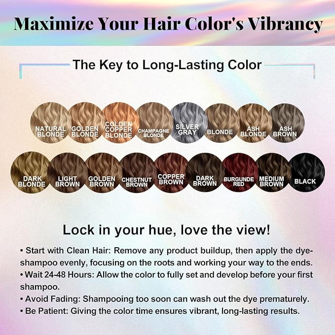 Hair Dye Shampoo 3-in-1, Semi-Permanent Color Enhancing Shampoo, Color Depositing Shampoo for Women & Men, Vegan, Ammonia-Free (Silver Gray)