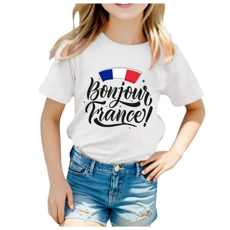 

MQLKF Kid Printed Casual Short Sleeve Top T Shirt Soft Casual Beautiful Girls Tee
