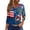 Blue, variant on Women's 250th Anniversary USA Shirt Patriotic American Flag Print V-Neck Button 3/4 Sleeve T-Shirt
