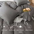 thumbnail image 4 of UlikTree Microfiber Duvet Cover Set Solid Color Dark Grey Queen Size 90x90 Inches, 4 of 7