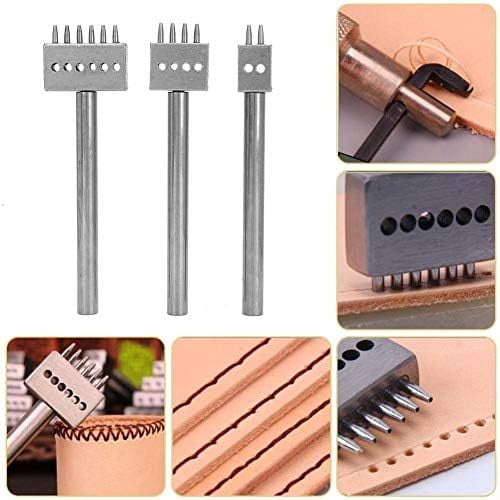 ABPETE 3PCS Profession Leather Hole Punch Tools, Cutting Stitch for Wallet Belt Spacing Punch Tool DIY Leather Craft Hole Punching Set Belt Hole Puncher(5mm Pitch (2 + 4 + 6))