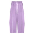 thumbnail image 7 of ClodeEU Wide Leg Baggy Pants for Women,Elastic Waist Drawstring Sweatpants with Pockets Purple,Womens Plus S, 7 of 7