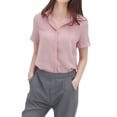 thumbnail image 3 of Camisa de gasa Mujer Blusa de manga corta de verano Top informal suelto, Rosa, XXL Noticed AP001402-10B, 3 of 7