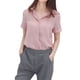 thumbnail image 3 of Camisa de gasa Mujer Blusa de manga corta de verano Top informal suelto, Rosa, XXL Jumpingount AP001402-10B, 3 of 7