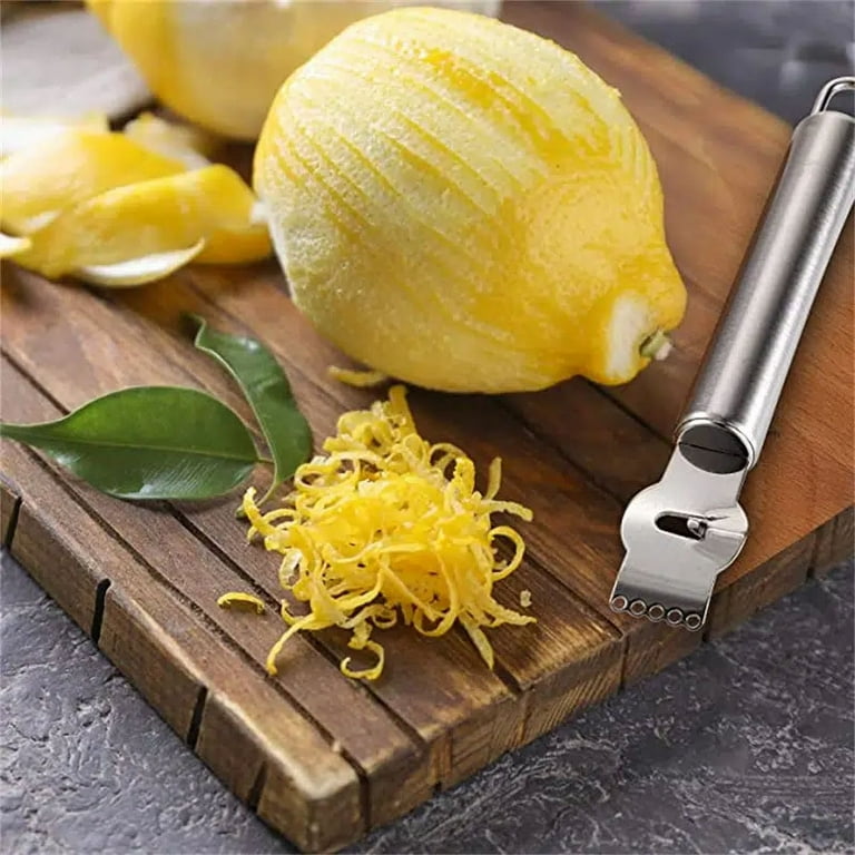 2 Pack Stainless Steel Lemon Zester Grater with Hole Citrus Orange Peeling  Tool Fruit Peelers With Specially Designed Channel Knife and Hanging Loop