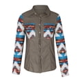 thumbnail image 4 of HAPIMO Discount Shacket Jackets for Women Casual Comfy Long Sleeve Girls Fall Fashion Tops Western Ethnic Graphic Print Jacket Womens Lapel Collar Button Down Pocket Outwear Gray XL, 4 of 8