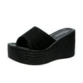 thumbnail image 1 of asddcavvf Fashion Summer Sandals Wedge Heel Thick Sole Fish Mouth Solid Color Multicolor Casual Slip, 1 of 5