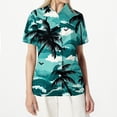 thumbnail image 2 of ASDFVBKG Women Hawaiian Shirt Soft Cool Summer Hawaii Shirts Floral Tropic Print V Neck T-Shirt Short Sleeve Button Up Tops Green L, 2 of 6