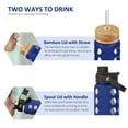 thumbnail image 3 of MUKOKO 24oz Glass Water Bottles, Motivational Water Tumbler with 2 Lids-Handle Spout Lid&Bamboo Straw Lid, Time Marker Reminder and Silicone Sleeve, Blue, 3 of 6