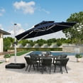 thumbnail image 3 of PURPLE LEAF 12FT Deluxe Round Patio Umbrella, Large Offset Cantilever Umbrella with 360° Rotation, Navy Blue, 3 of 12