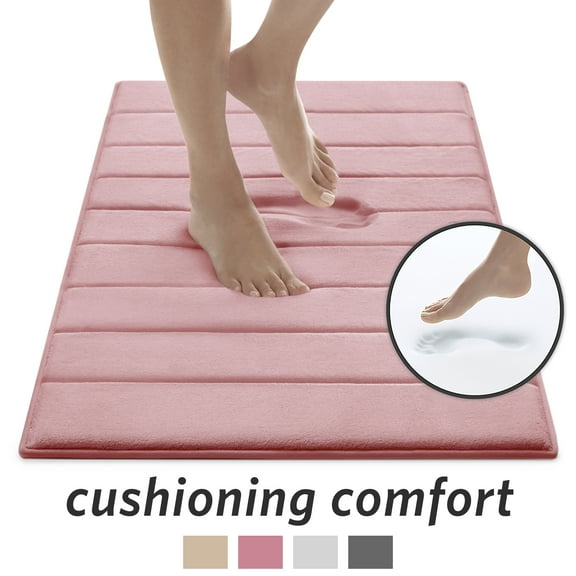 Microdry Absorbent CoreTex Memory Foam Bath Mat, 21" x 34", Rose