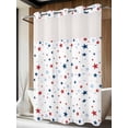 thumbnail image 4 of Independence Five-pointed Star Shining No Hook Shower Curtain Waterproof,Bathroom Curtains with Snap in Liners and See Through Top Window,White American Flag Day Bathtub Curtains Shower 48"Wx72"L, 4 of 8