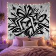 thumbnail image 2 of Moon Stars Graffiti with Topped Entire Textured Mimics, Mystical Fantasy for Space Lovers, Galaxy Room Decor, Housewarming Gift, Tapestry Wall Hanging for Bedroom and Dorm, 2 of 7