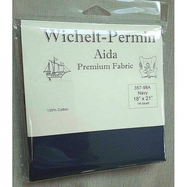 Wichelt Permin Premium AIDA Cross Stitch Fabric 14 Count Navy Blue 18" x 21"