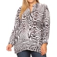 thumbnail image 1 of Sakkas Ditta Women's Casual Loose Long Sleeve Print Button Down Shirt Tunic Blouse - ZBK211-Black - Plus Size, 1 of 5