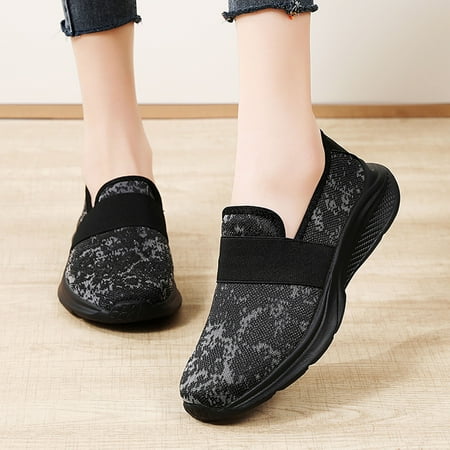 

Vedolay Casual Shoes For Women Casual Women s Soft Flats Loafers Slip On Casual Walking Lightweight Non-Slip Shoes Black 7