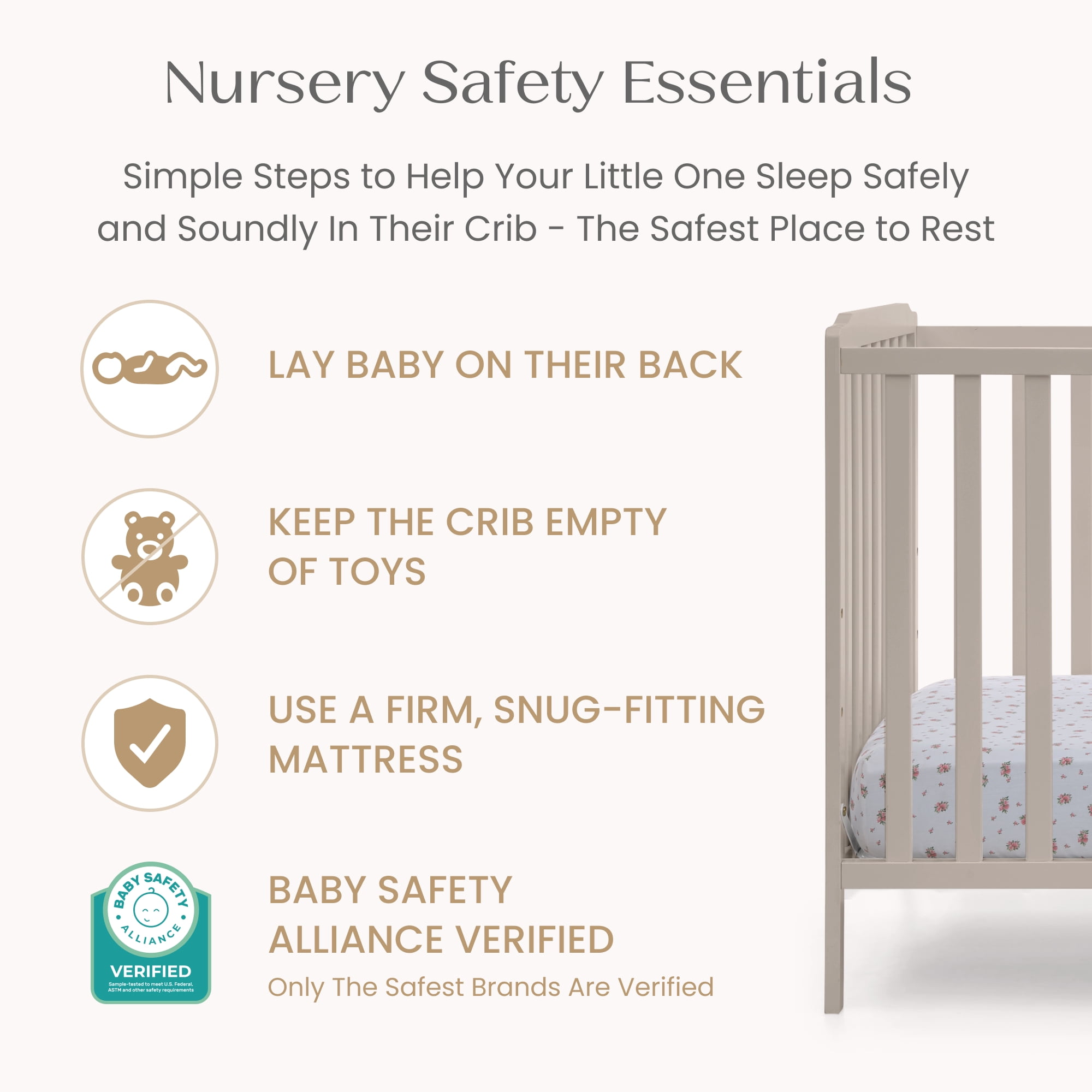 Delta Children Emmie 4-in-1 Convertible Crib - Converts from Baby Crib to Toddler Bed, Daybed and Sofa Bed, Fits Standard Full-Size Crib Mattress, Soft Beige