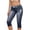 Blue, variant on Pedal Pushers for Women Cropped Pants Trendy Summer Wide Leg Elastic Waist Cropped Pants Dressy Casual Drawstring Capris with Pockets Black XL