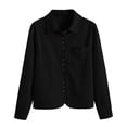 thumbnail image 6 of QIYAGBSA Corduroy Shirts for Women Button Down Long Sleeve Relaxed Fit Casual Overshirt with Pocket for Spring Fall (Black, L), 6 of 8