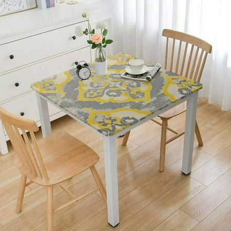 

ARISTURING Luxury Tablecloth Classic Elegant Damask Golden Texture Waterproof Table Cover with Tassels for Dining Table Banquet Decorations 40*40